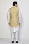 Shop_Arihant Rai Sinha_Beige Kurta And Pant Cotton Blend Woven Butti Pattern Bundi Set _at_Aza_Fashions