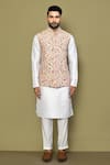 Buy_Arihant Rai Sinha_Cream Silk, Cotton Embroidery Floral Blossom Bundi Kurta Set _Online_at_Aza_Fashions