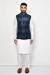 Buy_Arihant Rai Sinha_Blue Cotton Blend Embellished Sequins Sleeveless Bundi Kurta Set _Online_at_Aza_Fashions