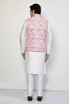Shop_Arihant Rai Sinha_Pink Silk, Cotton, Brocade Embroidery Floral Garden Pattern Bundi Set _at_Aza_Fashions