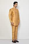 Buy_Arihant Rai Sinha_Gold Silk Plain Full Sleeve Short Kurta And Pant Set 