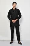 Buy_Arihant Rai Sinha_Black Silk Plain Straight Short Kurta And Pant Set _at_Aza_Fashions