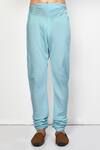 Arihant Rai Sinha_Blue Silk, Cotton Plain Straight Long Kurta Set _Online_at_Aza_Fashions