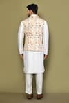 Shop_Arihant Rai Sinha_Cream Kurta And Pant Cotton Blend Embroidery Thread Flower Print Bundi & Set _at_Aza_Fashions