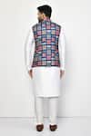 Shop_Arihant Rai Sinha_Blue Kurta And Pant Cotton Blend Embroidery Thread Work Bundi & Set _at_Aza_Fashions