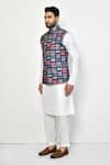 Arihant Rai Sinha_Blue Kurta And Pant Cotton Blend Embroidery Thread Work Bundi & Set _at_Aza_Fashions