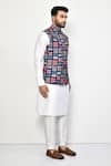 Buy_Arihant Rai Sinha_Blue Kurta And Pant Cotton Blend Embroidery Thread Work Bundi & Set 