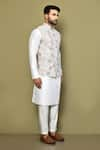 Buy_Arihant Rai Sinha_Green Kurta And Pant Cotton Blend Embroidery Thread Linen Bundi & Set 