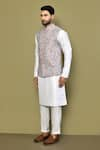 Arihant Rai Sinha_Green Cotton Blend Printed Floral Pattern Bundi And Kurta Set _at_Aza_Fashions