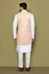 Shop_Arihant Rai Sinha_Peach Kurta And Pant Cotton Blend Embroidery Thread Gota Work Bundi & Set _at_Aza_Fashions