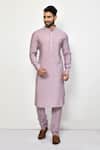 Buy_Arihant Rai Sinha_Purple Silk Plain Straight Kurta Set _at_Aza_Fashions