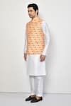 Arihant Rai Sinha_Yellow Kurta And Pant Cotton Blend Printed Diamond Bundi & Set _at_Aza_Fashions