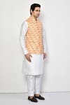 Buy_Arihant Rai Sinha_Yellow Kurta And Pant Cotton Blend Printed Diamond Bundi & Set 