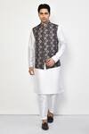 Buy_Arihant Rai Sinha_Blue Kurta And Pant Cotton Blend Printed Hexagon Bundi & Set _at_Aza_Fashions