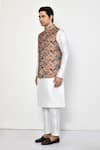 Arihant Rai Sinha_Brown Kurta And Pant Cotton Blend Printed Square Bundi & Set _at_Aza_Fashions