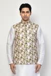 Shop_Arihant Rai Sinha_Multi Color Kurta And Pant Cotton Blend Printed Swirl Bundi & Set _Online_at_Aza_Fashions