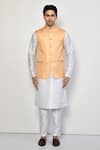 Buy_Arihant Rai Sinha_Orange Kurta And Pant Cotton Blend Plain Solid Bundi & Set _Online_at_Aza_Fashions