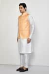 Arihant Rai Sinha_Orange Kurta And Pant Cotton Blend Plain Solid Bundi & Set _at_Aza_Fashions