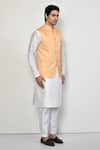 Buy_Arihant Rai Sinha_Orange Kurta And Pant Cotton Blend Plain Solid Bundi & Set 