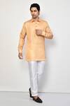 Buy_Arihant Rai Sinha_Orange Kurta Silk Plain Full Sleeve Set _at_Aza_Fashions