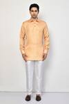 Buy_Arihant Rai Sinha_Orange Kurta Silk Plain Full Sleeve Set _Online_at_Aza_Fashions