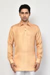 Shop_Arihant Rai Sinha_Orange Kurta Silk Plain Full Sleeve Set _Online_at_Aza_Fashions