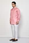 Arihant Rai Sinha_Pink Kurta Satin Plain Straight Short And Pant Set _at_Aza_Fashions