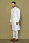 Arihant Rai Sinha_White Shell And Lining Cotton Blend Plain Straight Kurta Pant Set _at_Aza_Fashions