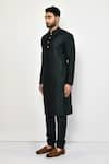 Arihant Rai Sinha_Green Kurta And Churidar Silk Plain Long Dark Set _at_Aza_Fashions