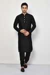 Buy_Arihant Rai Sinha_Black Kurta And Churidar Silk Plain Straight Long Set _at_Aza_Fashions