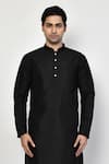 Buy_Arihant Rai Sinha_Black Kurta And Churidar Silk Plain Straight Long Set _Online_at_Aza_Fashions