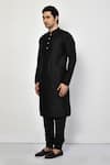 Arihant Rai Sinha_Black Kurta And Churidar Silk Plain Straight Long Set _at_Aza_Fashions