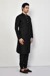 Buy_Arihant Rai Sinha_Black Kurta And Churidar Silk Plain Straight Long Set 