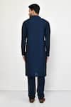 Shop_Arihant Rai Sinha_Blue Cotton Plain Straight Mandarin Collar Kurta Set _at_Aza_Fashions