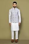 Buy_Arihant Rai Sinha_Purple Silk, Cotton Spade Motif Print Bundi Kurta Set _Online_at_Aza_Fashions
