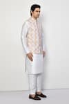 Buy_Arihant Rai Sinha_White Cotton, Silk Embroidery Leaflet Motif Bundi Kurta Set 