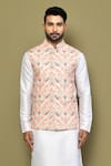 Shop_Arihant Rai Sinha_Multi Color Cotton Blend Print Marble Chevron Bundi Kurta Set _Online_at_Aza_Fashions