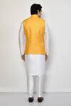 Shop_Arihant Rai Sinha_Yellow Cotton, Silk Sequins Embroidered Bundi Kurta Set _at_Aza_Fashions
