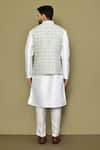Shop_Arihant Rai Sinha_Gray Cotton, Silk Embroidery Floral Art Print Bundi Kurta Set _at_Aza_Fashions
