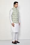 Arihant Rai Sinha_Green Cotton Trellis Pattern Bundi Kurta Set _at_Aza_Fashions