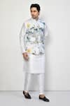 Buy_Arihant Rai Sinha_Multi Color Cotton Blend Print Marble Galaxy Bundi Kurta Set _at_Aza_Fashions