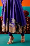 Aman Takyar_Purple Dupion Silk Embroidery Zari V Neck Flora And Fauna Anarkali Set _Online_at_Aza_Fashions