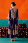 Shop_Aman Takyar_Purple Dupion Silk Embroidery Zari V Neck Hand Anarkali Set_at_Aza_Fashions