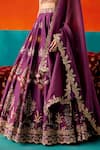 Aman Takyar_Purple Dupion Silk Embroidery Sequin Leaf Neck Tassel Drop Bridal Lehenga Set _Online_at_Aza_Fashions