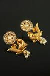 Buy_Noor_Gold Plated Gota Patti Kundan Studded Carved Bird Earrings_at_Aza_Fashions