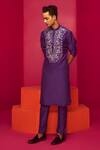 Buy_Krisha sunny Ramani_Purple Crepe Embroidered Sequin Cutdana Kurta Set _at_Aza_Fashions