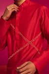 Buy_Krisha sunny Ramani_Red Cotton Silk Embroidered Bead Kurta Set _Online_at_Aza_Fashions