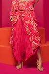 Krisha sunny Ramani_Pink Georgette Printed Chandelier V Layered Kurta And Dhoti Pant Set _Online_at_Aza_Fashions