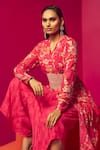 Buy_Krisha sunny Ramani_Pink Georgette Printed Chandelier V Layered Kurta And Dhoti Pant Set _Online_at_Aza_Fashions