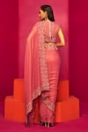 Shop_Krisha sunny Ramani_Pink Georgette Embroidery Cutdana Round Border Pre-draped Saree With Blouse _at_Aza_Fashions